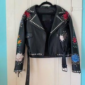 NWOT Carmar Embroidered Leather Jacket